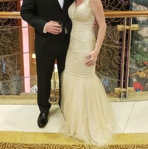 La Femme Dresses - White and gold formal gown La Femme Dresses - White and gold formal gown
